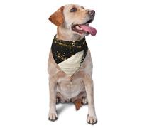 Quteprint Dog Cat Scarf Triangle Bib Bandana - Piano Music Notes Gold Soft Breathable Pet Scarf for Small Dogs Cats, Washable Pet Decor for Feeding & Outdoor