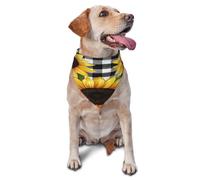 Quteprint Dog Cat Scarf Triangle Bib Bandana - Sunflowers Plaid Pattern Soft Breathable Pet Scarf for Small Dogs Cats, Washable Pet Decor for Feeding & Outdoor