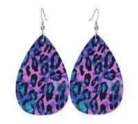 Quteprint Drop Shaped Leather Earring For Women - Abstract Leopard Print Texture Lightweight Faux Leather Drop Earrings - Silver-Plated Hook, Non-Tarnish For Daily Wear, 1.49x2.24in