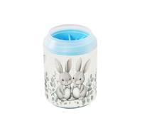 Quteprint Easter Bunny Plaid Bow Ties Dog Paw Cleaner Cup - Pet Foot Washer with Soft Silicone Brush, Portable Muddy Paw Cleaner for Small, Medium, Large Breed Dogs & Cats (2.56x2.56x4.53inch)