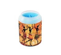 Quteprint Ethnic African Woman Dancing Dog Paw Cleaner Cup - Pet Foot Washer with Soft Silicone Brush, Portable Muddy Paw Cleaner for Small, Medium, Large Breed Dogs & Cats (2.56x2.56x4.53inch)