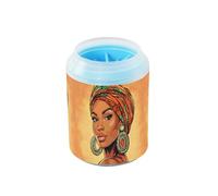 Quteprint Ethnic African Woman Dog Paw Cleaner Cup - Pet Foot Washer with Soft Silicone Brush, Portable Muddy Paw Cleaner for Small, Medium, Large Breed Dogs & Cats (2.56x2.56x4.53inch)