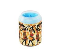 Quteprint Ethnic Dancing African Woman Dog Paw Cleaner Cup - Pet Foot Washer with Soft Silicone Brush, Portable Muddy Paw Cleaner for Small, Medium, Large Breed Dogs & Cats (2.56x2.56x4.53inch)