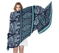 Quteprint Fashion Women's Scarf, Ethnic Indian Floral Elephant Long Lightweight Silk Scarf Chiffon Muffler Neckerchief Sheer Neck Scarves Shawl Wrap for Lady Girls Men, Multi, One Size