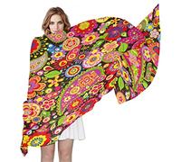 Quteprint Fashion Women's Scarf, Hippy Boho Floral Paisley Long Lightweight Silk Scarf Chiffon Muffler Neckerchief Sheer Neck Scarves Shawl Wrap for Lady Girls Men