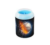 Quteprint Fire Ice Baseball Dog Paw Cleaner Cup - Pet Foot Washer with Soft Silicone Brush, Portable Muddy Paw Cleaner for Small, Medium, Large Breed Dogs & Cats (2.56x2.56x4.53inch)