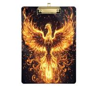 Quteprint Fire Phoenix Flames Acrylic Clipboard, 9" x 12.5" Clear Scratch-Resistant Clip Board with (Gold) Metal Clip & Wall Hook - 0.25" Thick for Office Classroom Nurses Teachers Students