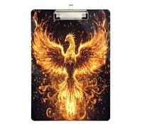 Quteprint Fire Phoenix Flames Acrylic Clipboard, 9" x 12.5" Clear Scratch-Resistant Clip Board with (Silver) Metal Clip & Wall Hook - 0.25" Thick for Office Classroom Nurses Teachers Students