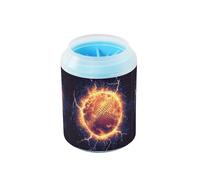 Quteprint Fire Water Baseball Dog Paw Cleaner Cup - Pet Foot Washer with Soft Silicone Brush, Portable Muddy Paw Cleaner for Small, Medium, Large Breed Dogs & Cats (2.56x2.56x4.53inch)