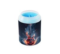 Quteprint Fire Water Music Guitar Dog Paw Cleaner Cup - Pet Foot Washer with Soft Silicone Brush, Portable Muddy Paw Cleaner for Small, Medium, Large Breed Dogs & Cats (2.56x2.56x4.53inch)