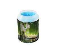 Quteprint Floral Orchid Japanese Zen Dog Paw Cleaner Cup - Pet Foot Washer with Soft Silicone Brush, Portable Muddy Paw Cleaner for Small, Medium, Large Breed Dogs & Cats (2.56x2.56x4.53inch)