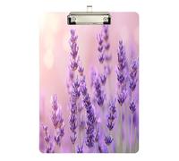 Quteprint Flower Lavender Field Acrylic Clipboard, 9" x 12.5" Clear Scratch-Resistant Clip Board with (Silver) Metal Clip & Wall Hook - 0.25" Thick for Office Classroom Nurses Teachers Students
