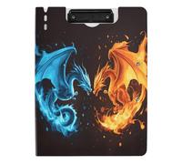 Quteprint Foldable Binder Clipboard, Animal Dragons Fighting A4 File Folder Clipboard with Double Metal Clips, Pen Slot - Water-Resistant Document Organizer File Clipboards for Office School Work