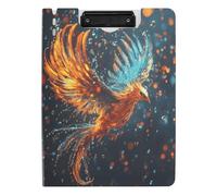 Quteprint Foldable Binder Clipboard, Animal Phoenix Waterdrop A4 File Folder Clipboard with Double Metal Clips, Pen Slot - Water-Resistant Document Organizer File Clipboards for Office School Work