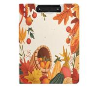 Quteprint Foldable Binder Clipboard, Autumn Harvest Food Maple A4 File Folder Clipboard with Double Metal Clips, Pen Slot - Water-Resistant Document Organizer File Clipboards for Office School Work