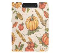 Quteprint Foldable Binder Clipboard, Autumn Harvest Pumpkin Corn Sunflower A4 File Folder Clipboard with Double Metal Clips, Pen Slot - Water-Resistant Document Organizer File Clipboards for Office Sc