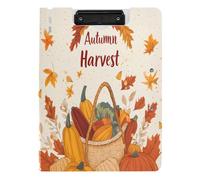 Quteprint Foldable Binder Clipboard, Colorful Autumn Harvest Food Maple A4 File Folder Clipboard with Double Metal Clips, Pen Slot - Water-Resistant Document Organizer File Clipboards for Office Schoo