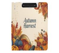 Quteprint Foldable Binder Clipboard, Colorful Autumn Harvest Foods A4 File Folder Clipboard with Double Metal Clips, Pen Slot - Water-Resistant Document Organizer File Clipboards for Office School Wor