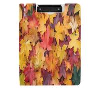 Quteprint Foldable Binder Clipboard, Colorful Autumn Maple Leaf Leaves A4 File Folder Clipboard with Double Metal Clips, Pen Slot - Water-Resistant Document Organizer File Clipboards for Office School