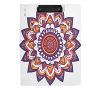 Quteprint Foldable Binder Clipboard, Floral Indian Mandala A4 File Folder Clipboard with Double Metal Clips, Pen Slot - Water-Resistant Document Organizer File Clipboards for Office School Work