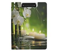 Quteprint Foldable Binder Clipboard, Floral Orchid Japanese Zen A4 File Folder Clipboard with Double Metal Clips, Pen Slot - Water-Resistant Document Organizer File Clipboards for Office School Work