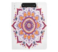 Quteprint Foldable Binder Clipboard, Hippy Indian Mandala A4 File Folder Clipboard with Double Metal Clips, Pen Slot - Water-Resistant Document Organizer File Clipboards for Office School Work