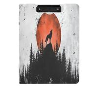 Quteprint Foldable Binder Clipboard, Howling Wolf Hill Red Moon A4 File Folder Clipboard with Double Metal Clips, Pen Slot - Water-Resistant Document Organizer File Clipboards for Office School Work