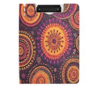 Quteprint Foldable Binder Clipboard, Indian Mandala Boho Pattern A4 File Folder Clipboard with Double Metal Clips, Pen Slot - Water-Resistant Document Organizer File Clipboards for Office School Work