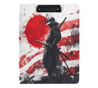 Quteprint Foldable Binder Clipboard, Japanese Samurai A4 File Folder Clipboard with Double Metal Clips, Pen Slot - Water-Resistant Document Organizer File Clipboards for Office School Work