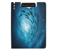 Quteprint Foldable Binder Clipboard, Ocean Sharks Swimming A4 File Folder Clipboard with Double Metal Clips, Pen Slot - Water-Resistant Document Organizer File Clipboards for Office School Work