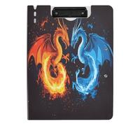 Quteprint Foldable Binder Clipboard, Two Dragons Fighting A4 File Folder Clipboard with Double Metal Clips, Pen Slot - Water-Resistant Document Organizer File Clipboards for Office School Work