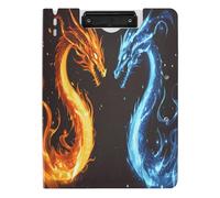 Quteprint Foldable Binder Clipboard, Two Dragons Fire A4 File Folder Clipboard with Double Metal Clips, Pen Slot - Water-Resistant Document Organizer File Clipboards for Office School Work