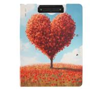 Quteprint Foldable Binder Clipboard, Valentine Autumn Love Tree Poppy A4 File Folder Clipboard with Double Metal Clips, Pen Slot - Water-Resistant Document Organizer File Clipboards for Office School