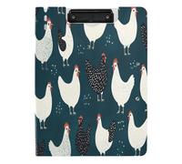 Quteprint Foldable Binder Clipboard, White Black Chick Rooster A4 File Folder Clipboard with Double Metal Clips, Pen Slot - Water-Resistant Document Organizer File Clipboards for Office School Work