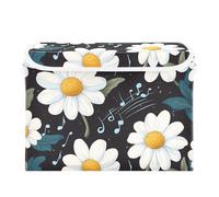 Quteprint Foldable Storage Bin Basket with Lid - Daisy Floral Music Notes Large Collapsible Storage Box Organizer for Home Office & Books, Clothes, Toys Storage, 16.5"x12.6"x11.8"