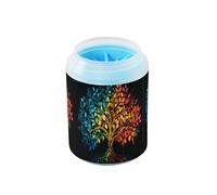 Quteprint Four Season Tree Life Leaves Dog Paw Cleaner Cup - Pet Foot Washer with Soft Silicone Brush, Portable Muddy Paw Cleaner for Small, Medium, Large Breed Dogs & Cats (2.56x2.56x4.53inch)