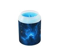 Quteprint Galaxy Blue Nebula Stars Dog Paw Cleaner Cup - Pet Foot Washer with Soft Silicone Brush, Portable Muddy Paw Cleaner for Small, Medium, Large Breed Dogs & Cats (2.56x2.56x4.53inch)