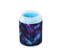 Quteprint Galaxy Nebula Star Dog Paw Cleaner Cup - Pet Foot Washer with Soft Silicone Brush, Portable Muddy Paw Cleaner for Small, Medium, Large Breed Dogs & Cats (2.56x2.56x4.53inch)
