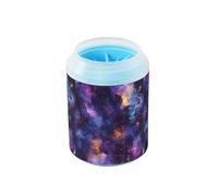 Quteprint Galaxy Nebula Universe Star Dog Paw Cleaner Cup - Pet Foot Washer with Soft Silicone Brush, Portable Muddy Paw Cleaner for Small, Medium, Large Breed Dogs & Cats (2.56x2.56x4.53inch)
