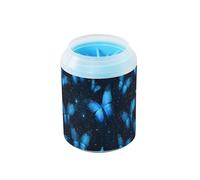 Quteprint Galaxy Star Blue Butterfly Dog Paw Cleaner Cup - Pet Foot Washer with Soft Silicone Brush, Portable Muddy Paw Cleaner for Small, Medium, Large Breed Dogs & Cats (2.56x2.56x4.53inch)
