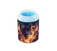 Quteprint Galaxy Star Moon Wolf Dog Paw Cleaner Cup - Pet Foot Washer with Soft Silicone Brush, Portable Muddy Paw Cleaner for Small, Medium, Large Breed Dogs & Cats (2.56x2.56x4.53inch)