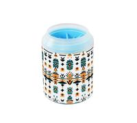 Quteprint Geometric African Ethnic Aztec Dog Paw Cleaner Cup - Pet Foot Washer with Soft Silicone Brush, Portable Muddy Paw Cleaner for Small, Medium, Large Breed Dogs & Cats (2.56x2.56x4.53inch)