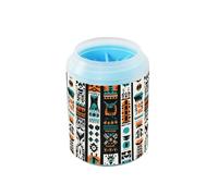 Quteprint Geometrics African Aztec Ethnic Dog Paw Cleaner Cup - Pet Foot Washer with Soft Silicone Brush, Portable Muddy Paw Cleaner for Small, Medium, Large Breed Dogs & Cats (2.56x2.56x4.53inch)