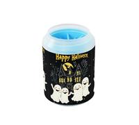 Quteprint Halloween Cute Happy Ghosts Dog Paw Cleaner Cup - Pet Foot Washer with Soft Silicone Brush, Portable Muddy Paw Cleaner for Small, Medium, Large Breed Dogs & Cats (2.56x2.56x4.53inch)