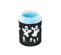 Quteprint Halloween Ghosts Dog Paw Cleaner Cup - Pet Foot Washer with Soft Silicone Brush, Portable Muddy Paw Cleaner for Small, Medium, Large Breed Dogs & Cats (2.56x2.56x4.53inch)