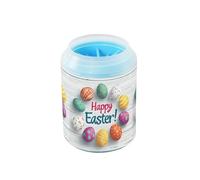 Quteprint Happy Easter Eggs Wooden Dog Paw Cleaner Cup - Pet Foot Washer with Soft Silicone Brush, Portable Muddy Paw Cleaner for Small, Medium, Large Breed Dogs & Cats (2.56x2.56x4.53inch)