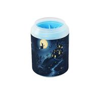 Quteprint Happy Halloween Witch Moon Dog Paw Cleaner Cup - Pet Foot Washer with Soft Silicone Brush, Portable Muddy Paw Cleaner for Small, Medium, Large Breed Dogs & Cats (2.56x2.56x4.53inch)