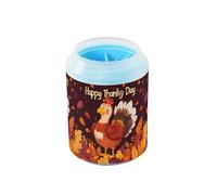 Quteprint Happy Turkey Autumn Leaves Dog Paw Cleaner Cup - Pet Foot Washer with Soft Silicone Brush, Portable Muddy Paw Cleaner for Small, Medium, Large Breed Dogs & Cats (2.56x2.56x4.53inch)