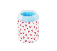 Quteprint Happy Valentine Red Love Hearts Dog Paw Cleaner Cup - Pet Foot Washer with Soft Silicone Brush, Portable Muddy Paw Cleaner for Small, Medium, Large Breed Dogs & Cats (2.56x2.56x4.53inch)