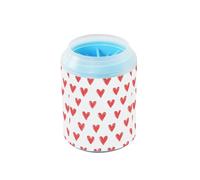 Quteprint Happy Valentines Red Hearts Dog Paw Cleaner Cup - Pet Foot Washer with Soft Silicone Brush, Portable Muddy Paw Cleaner for Small, Medium, Large Breed Dogs & Cats (2.56x2.56x4.53inch)